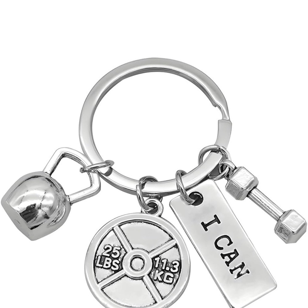 💪🏼 Fitness Keychain with Dumbbell and Kettlebell Charms | NWT